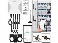 Luminea Home Control Smarter 3-Phasen-WLAN-Stromzähler & Echtzeit-Energiemonitor, 120A, App; WLAN-Steckdosen mit Stromkosten-Messfunktion 