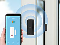 Luminea Home Control Türalarm, Türalarm Fensteralarm Smart-Home; WLAN-Temperatur- & Luftfeuchtigkeits-Sensoren mit App-Auswertungen WLAN-Temperatur- & Luftfeuchtigkeits-Sensoren mit App-Auswertungen WLAN-Temperatur- & Luftfeuchtigkeits-Sensoren mit App-Auswertungen