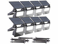 Luminea Solar LED Garten-Stecker, Solar Garten Lampe Erdspieß; LED-Solar-Fluter mit Bewegungsmelder LED-Solar-Fluter mit Bewegungsmelder LED-Solar-Fluter mit Bewegungsmelder 