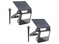 Luminea Aussenleuchte Akku, LED Außenleuchten Solar; LED-Solar-Fluter mit Bewegungsmelder LED-Solar-Fluter mit Bewegungsmelder LED-Solar-Fluter mit Bewegungsmelder 