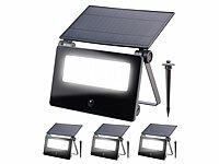 Luminea Solarstrahler Gärten, Solar Gärten Strahler Erdspieße; LED-Solar-Fluter mit Bewegungsmelder LED-Solar-Fluter mit Bewegungsmelder LED-Solar-Fluter mit Bewegungsmelder 