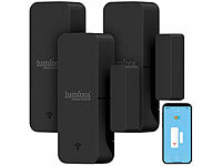 Luminea Home Control Tür und Fensterkontakt, Türöffner Alarm; WLAN-Temperatur- & Luftfeuchtigkeits-Sensoren mit App-Auswertungen WLAN-Temperatur- & Luftfeuchtigkeits-Sensoren mit App-Auswertungen WLAN-Temperatur- & Luftfeuchtigkeits-Sensoren mit App-Auswertungen