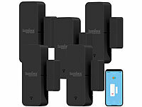 Luminea Home Control TUYA-Türsensor, Fenster-Alarmanlagen mit Apps; WLAN-Temperatur- & Luftfeuchtigkeits-Sensoren mit App-Auswertungen WLAN-Temperatur- & Luftfeuchtigkeits-Sensoren mit App-Auswertungen WLAN-Temperatur- & Luftfeuchtigkeits-Sensoren mit App-Auswertungen