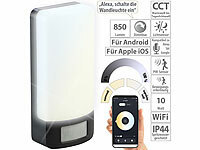 Luminea Home Control CCT-LED-Außen-Wandleuchte mit PIR-Sensor, 10 W, 850 lm, IP44, App; WLAN-Tür & Fensteralarme WLAN-Tür & Fensteralarme WLAN-Tür & Fensteralarme WLAN-Tür & Fensteralarme 