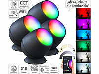 Luminea Home Control 4er-Set WLAN-Stimmungsleuchten, RGB-CCT-LEDs, 210lm, 2,2W, USB,schwarz