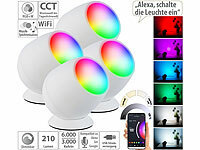 Luminea Home Control 4er-Set WLAN-Stimmungsleuchten, RGB-CCT-LEDs, 210 lm, 2,2 W, USB, weiß