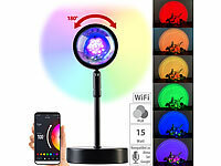 Luminea Home Control Smart RGB-Sonnenuntergangs-LED-Projektionslicht, 15 W, 180°, WLAN, App; WLAN-USB-Stimmungsleuchten mit RGB + CCT-LEDs und App WLAN-USB-Stimmungsleuchten mit RGB + CCT-LEDs und App WLAN-USB-Stimmungsleuchten mit RGB + CCT-LEDs und App WLAN-USB-Stimmungsleuchten mit RGB + CCT-LEDs und App 