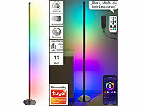 Luminea Home Control WLAN-Steh-/Eck-Leuchte, RGB-IC-LEDs, 12W, dimmbar, App, 155cm, schwarz