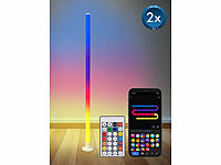 Luminea Home Control Steh Eck Leuchte, LED Eck-Stehlampe, Licht-Säule; WLAN-USB-Stimmungsleuchten mit RGB + CCT-LEDs und App WLAN-USB-Stimmungsleuchten mit RGB + CCT-LEDs und App WLAN-USB-Stimmungsleuchten mit RGB + CCT-LEDs und App 