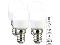 Luminea 4er-Set LED-Kühlschranklampen, E14, T25, 150 lm, 2 W; LED-Tropfen E27 (warmweiß) 