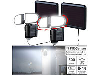 Luminea 2er-Set Duo-Solar-LED-Außenstrahler mit PIR-Bewegungssensor, 1 W, IP44; LED-Fluter mit Bewegungsmelder (tageslichtweiß) 