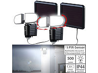 Luminea 2er-Set Duo-Solar-LED-Außenstrahler mit PIR-Bewegungssensor, 1 W, IP44; LED-Fluter mit Bewegungsmelder (tageslichtweiß)