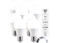 Luminea 8er-Set LED-Lampen mit 3 Helligkeits-Stufen, 14 W, 1.521 lm, 6500 K, F; LED-Tropfen E27 (warmweiß) 