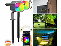Luminea Home Control Außenstrahler Erdspieß, Bluetooth Solarstrahler