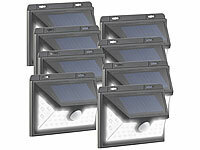 Luminea LED-Solar-Leuchten PIR, Wandbeleuchtungen, Hauswandlampe; LED-Solar-Fluter mit Bewegungsmelder LED-Solar-Fluter mit Bewegungsmelder LED-Solar-Fluter mit Bewegungsmelder LED-Solar-Fluter mit Bewegungsmelder 