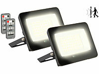 Luminea Terrassen-Beleuchtung, Hoflampen mit Bewegungsmelder; LED-Solar-Fluter mit Bewegungsmelder LED-Solar-Fluter mit Bewegungsmelder LED-Solar-Fluter mit Bewegungsmelder 