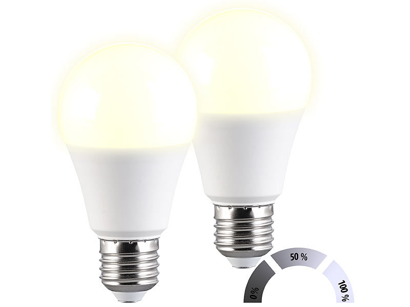 Luminea 8er-Set LED-Lampen mit 3 Helligkeits-Stufen, 14 W, 1.521 lm, 3000  K, F