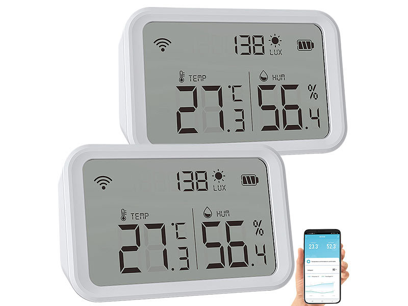 ; WLAN-Temperatur- & Luftfeuchtigkeits-Sensoren mit App-Auswertungen WLAN-Temperatur- & Luftfeuchtigkeits-Sensoren mit App-Auswertungen WLAN-Temperatur- & Luftfeuchtigkeits-Sensoren mit App-Auswertungen WLAN-Temperatur- & Luftfeuchtigkeits-Sensoren mit App-Auswertungen 