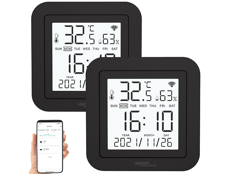 ; WLAN-Temperatur- & Luftfeuchtigkeits-Sensoren mit App-Auswertungen WLAN-Temperatur- & Luftfeuchtigkeits-Sensoren mit App-Auswertungen WLAN-Temperatur- & Luftfeuchtigkeits-Sensoren mit App-Auswertungen WLAN-Temperatur- & Luftfeuchtigkeits-Sensoren mit App-Auswertungen 