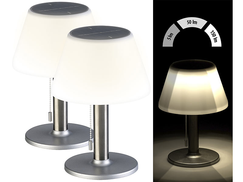 Edelstahl LED-Tischleuchte Tischlampe Batterie 2er Set 