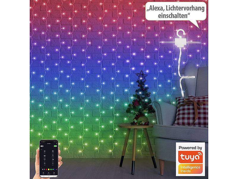 Luminea Home Control LED Lichterstreifen: 2er Set USB-RGB-LED-Streifen mit  WLAN, App und Sprachsteuerung, 2 m (LED Stripes Alexa)
