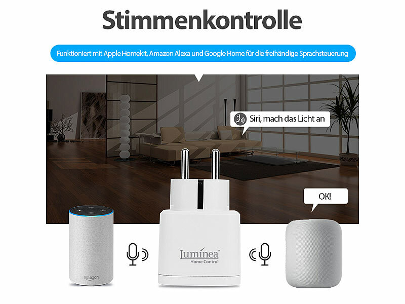 Luminea Home Control WLAN-Steckdose SF-510, Apple-HomeKit