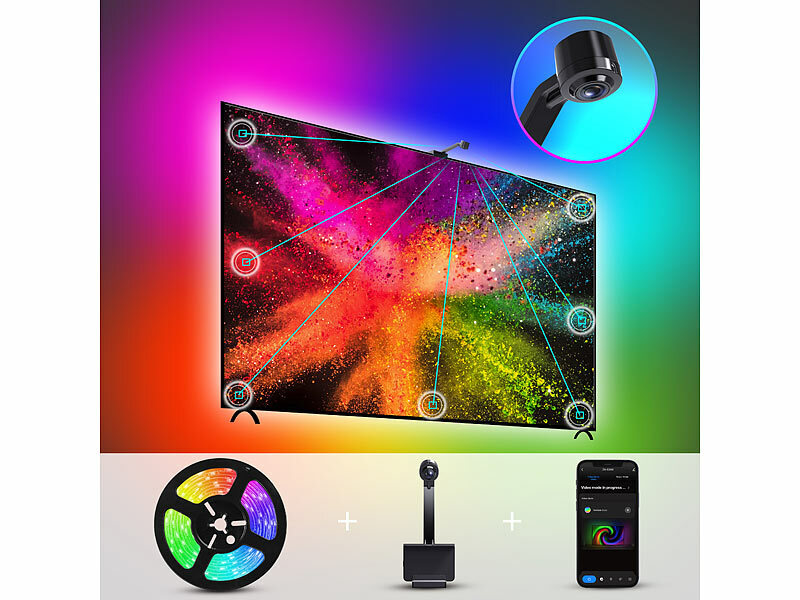; USB-WLAN-LED-Streifen-Set in RGB mit Sprach- & Soundsteuerung USB-WLAN-LED-Streifen-Set in RGB mit Sprach- & Soundsteuerung USB-WLAN-LED-Streifen-Set in RGB mit Sprach- & Soundsteuerung USB-WLAN-LED-Streifen-Set in RGB mit Sprach- & Soundsteuerung 
