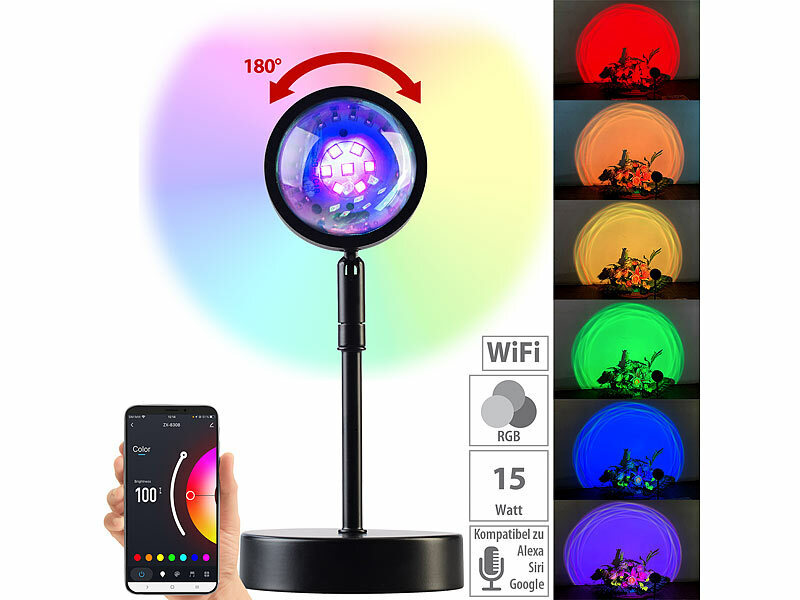 Luminea Home Control USB Lampe: Smarte WLAN-Stimmungsleuchte, RGB