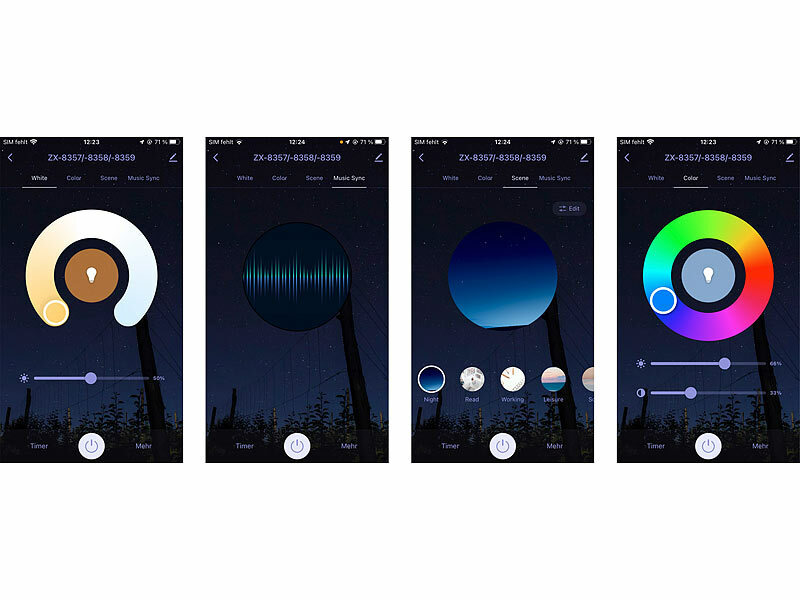 ; WLAN-LED-Steh-/Eck-Leuchten mit App 