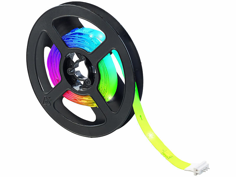 Luminea Home Control LED Stripes: 2er-Set USB-RGB-IC-LED-Streifen,  Bluetooth, App, Fernbedienung, 2 m (LED-Stripes RGB)